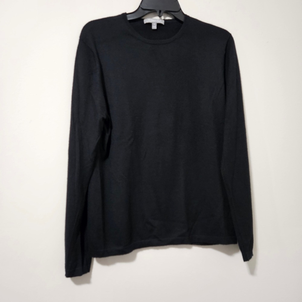 Neiman Marcus Cashmere Collecton Black Crew Neck Sweater Womens XL 100% Cashmere